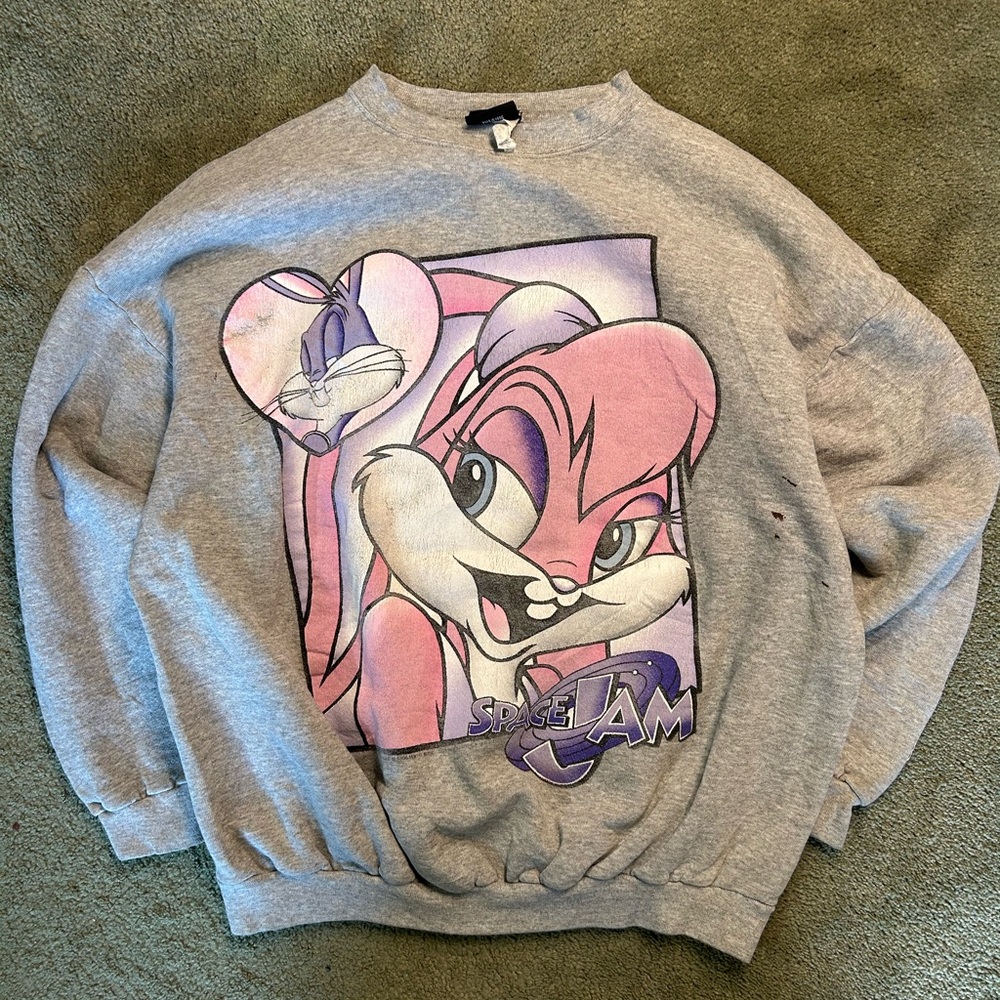 Vintage 1996 Space Jam Lola Bunny Crewneck Sweatshirt Size XL Movie Promo Looney